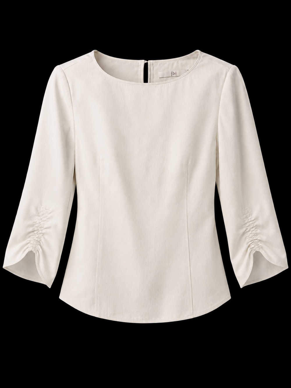 Tibi Cream Ruched-Sleeve Blouse